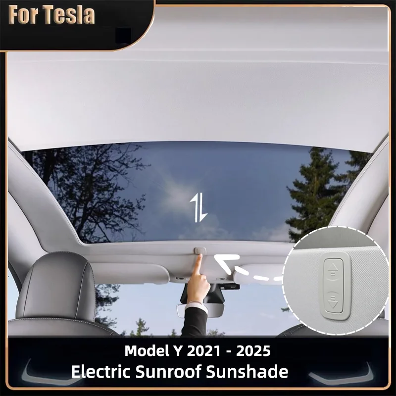 Electric Sunshade for Tesla Model Y 2025 - 2021 Car Panoramic Integrated Sun Roof Visor Shade 2024 Car Interior Accessories