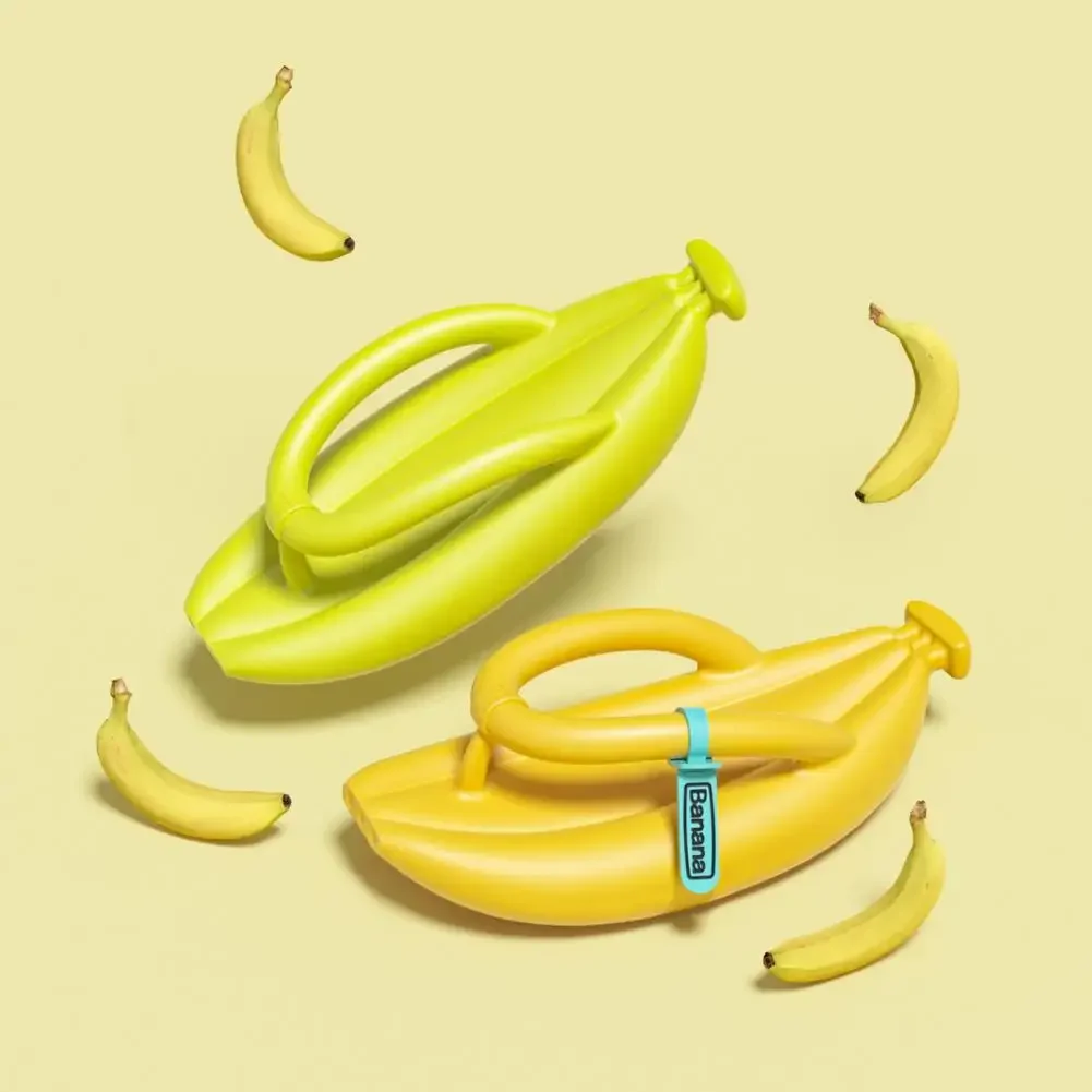 1 Paar Sommer-Hausschuhe, Cartoon, rutschfest, Stoßdämpfung, dicke Sohle, zum Gehen, weich, für Zuhause, Paar, lustige Bananen-Flip-Flops – Detail 12