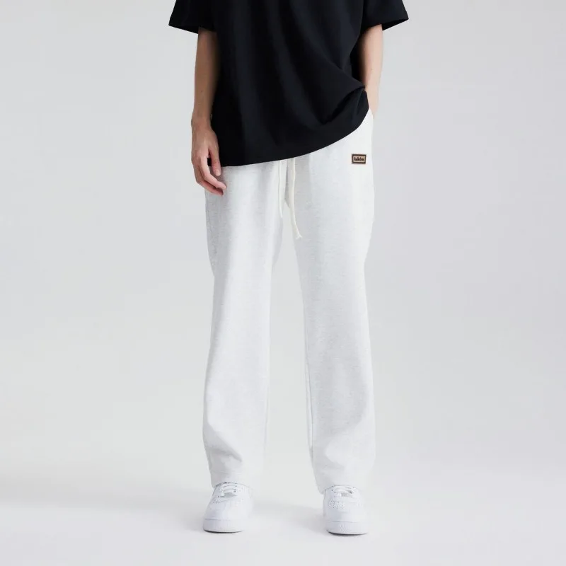 

High Street Sports Pants Men's Straight-leg Sweatpants Loose Wide-leg Versatile Elastic Waistband Pocket Splicing Trousers