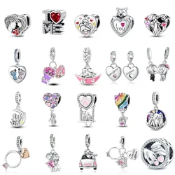 925 Sterling Silver Romantic  Love Story Boy and Girl Charm Pendant Fit DIY Bracelet Boutique Couple Engagement Jewelry Gifts