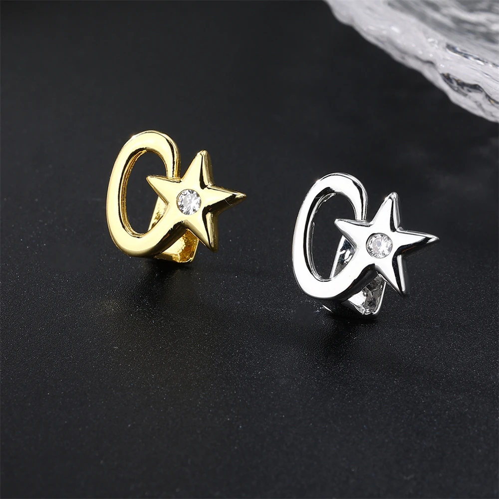 2024 Fashion Single Star Tooth Grillz Hip Hop Copper Iced Out Cubic Zircon Stone Hollow Teeth Grillz For Women Men Body Jewelry