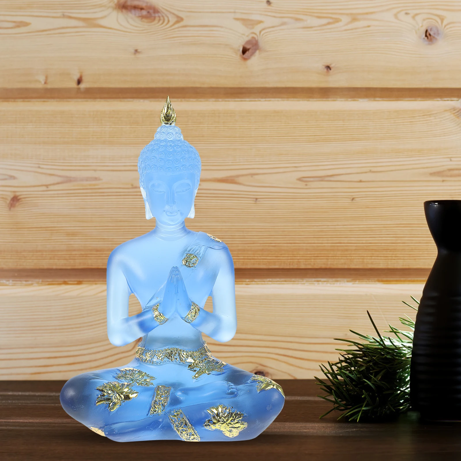 

Creative Retro Resin Buddha Statue Seated Vintage Sculpture Desktop Ornament Decor For Home Space-Saving Smooth Surface