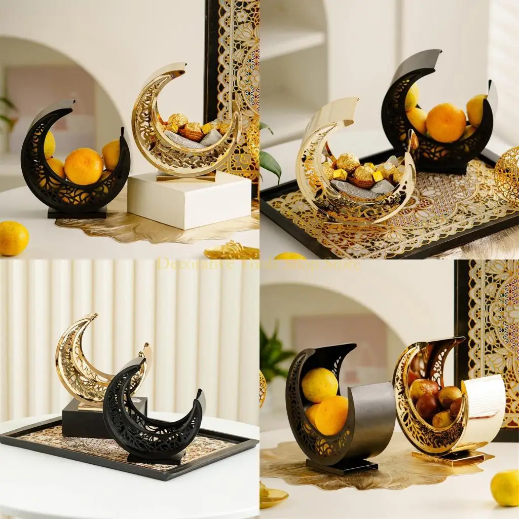 

QX2E Engraved Crescents Fruit Dish Dessert Storage Container Serving Tray Suitable For Dining Room Coffee Table