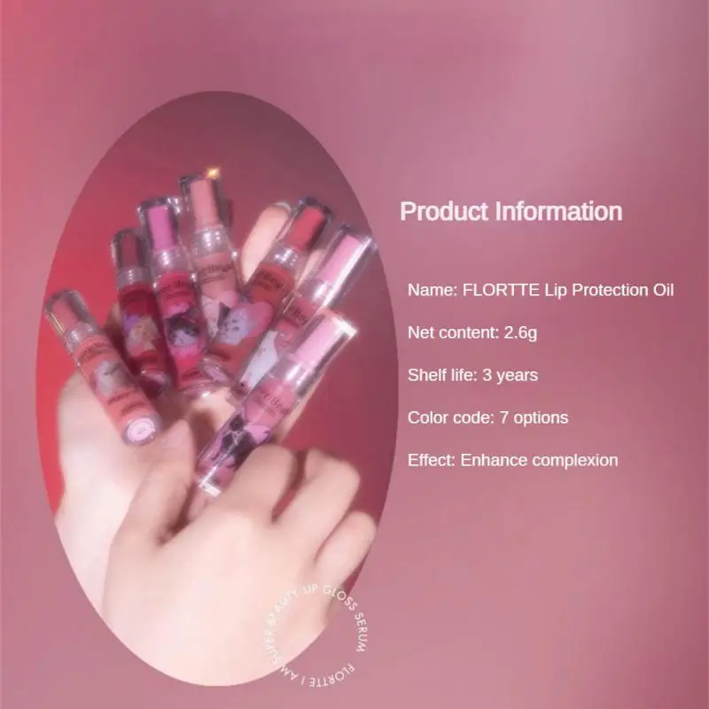 New FLORETTE Lipsticks Cute Cat Jelly Lip Glaze Moisturizing Lasting Sexy Mirror Lip Gloss Korean Lip Tint Girls Beauty Makeup