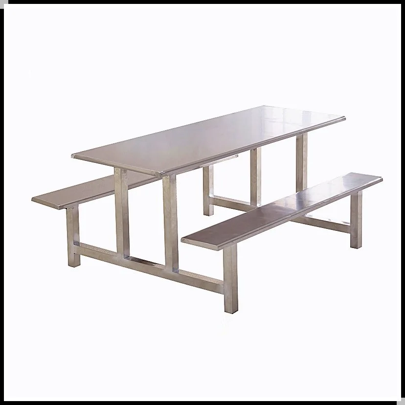 

Canteen Dining Table And Chair Stainless Steel Dining Table And Chair School Student Staff Dining Table And Chair One-piece Fast