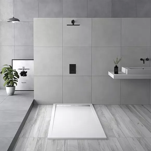 Wiselink Custom Size Solid Stone Resin Non-Slip Surface Shower Base Wholesale Hotel Shower Tray Walk-in ADA Shower Tray