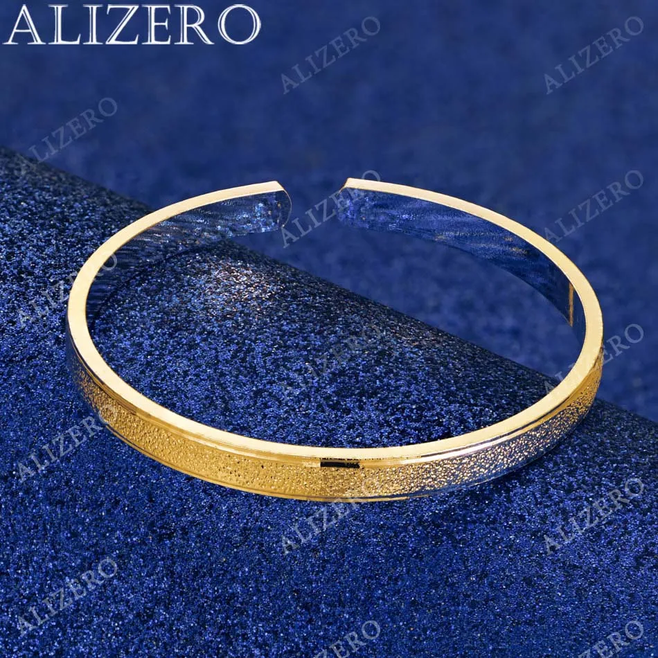 ALIZERO 18K Gold Frosted Star River Bangles Bracelets For Women Wedding Engagement Birthday Party Gifts Fashion Jewelry