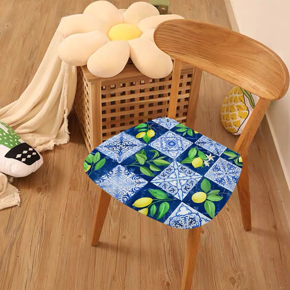 Mediterranean Lemon European Stool Pad Patio Home Kitchen Office Chair Seat Cushion Pads Sofa Seat 40x40cm Chair Mat Pad