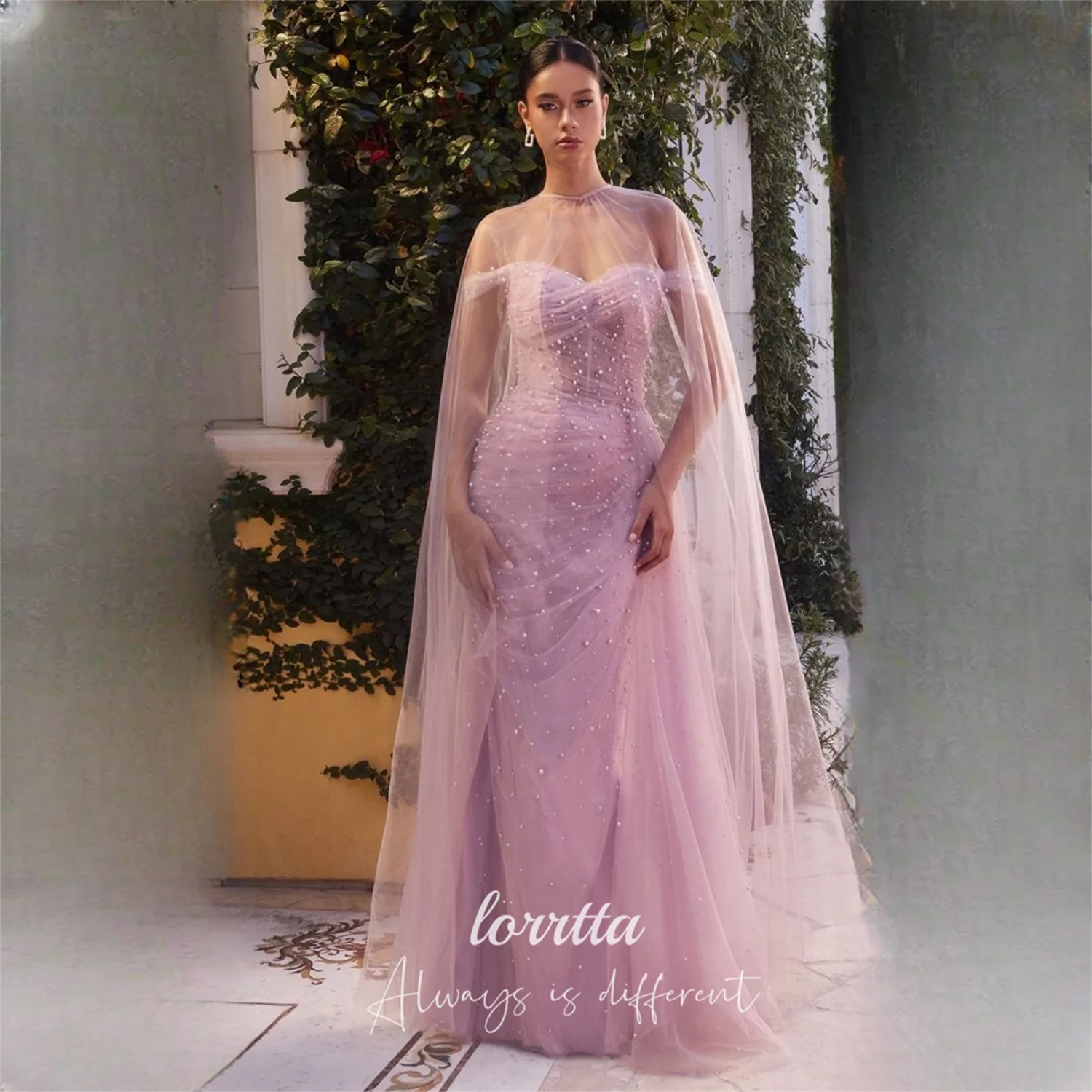

Lorrtta Tulle Off The Shoulder Purple Mermaid Evening Dress 2026 Prom Dress Elegant Formal Evening Women Robes de Soirée