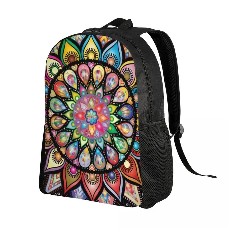 Sacs à dos Annie Mandala colorés personnalisés pour hommes et femmes, cartable pour étudiants, convient pour ordinateur portable 15 pouces, sacs à fleurs bouddhistes