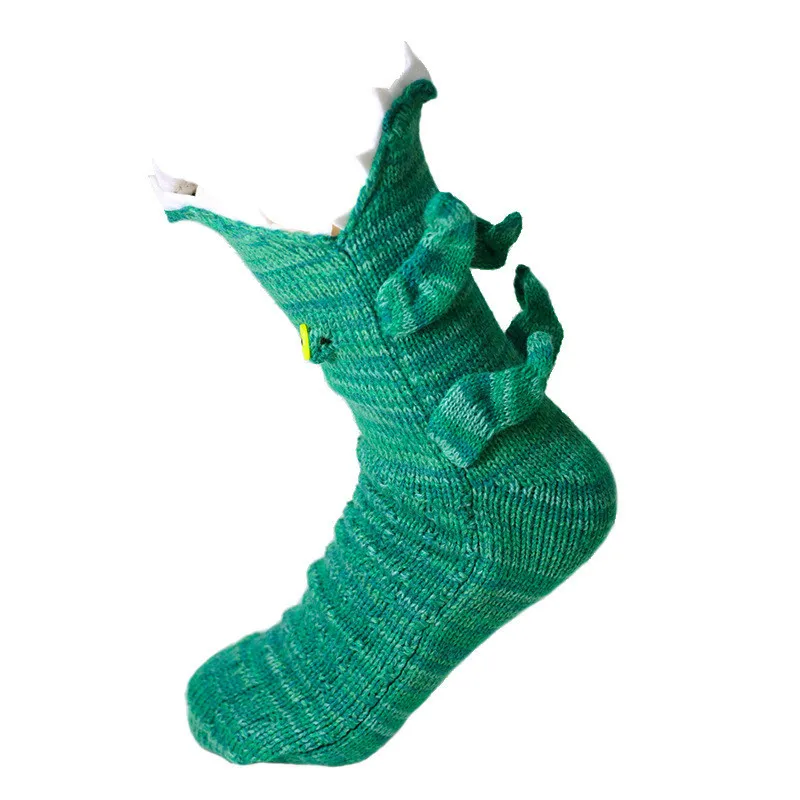 Knit Crocodile Socks Christmas Knitted Crocodile Socks Shark Socks Floor Warmth Socks Foot Warmers Green Crocodile/Rose Red Carp