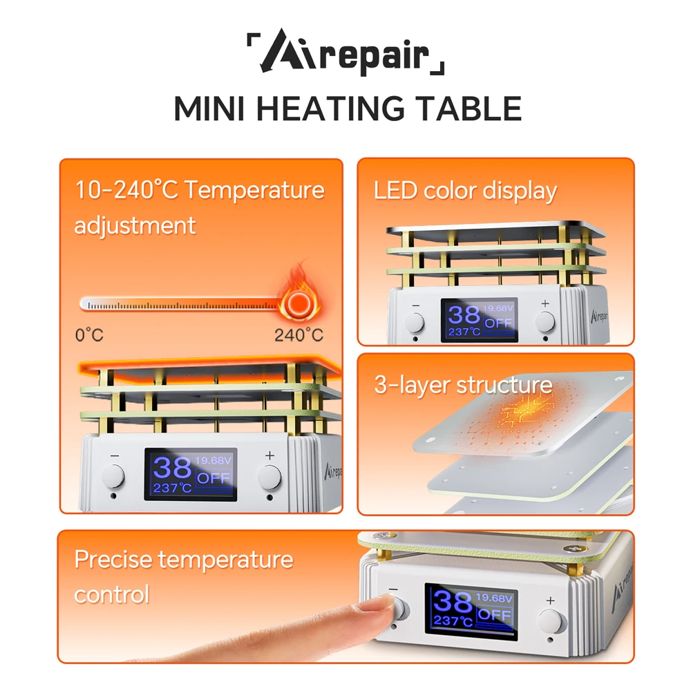 Type-C Mini Hot Plate PCB SMD Board Soldering Plate Adjustable Constant Temperature Heating Tool Preheating Station Repair Tools
