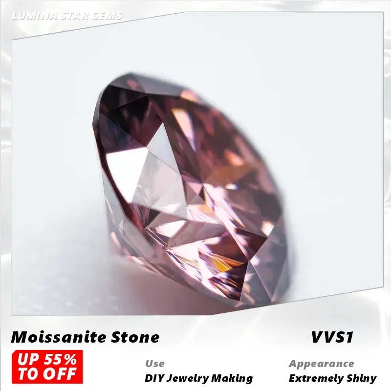 

L-Moissanite Stone Carmine Color Round Cut for Diy Charms Jewelry Making Ring Necklace Earrings Main Materials with Certificate