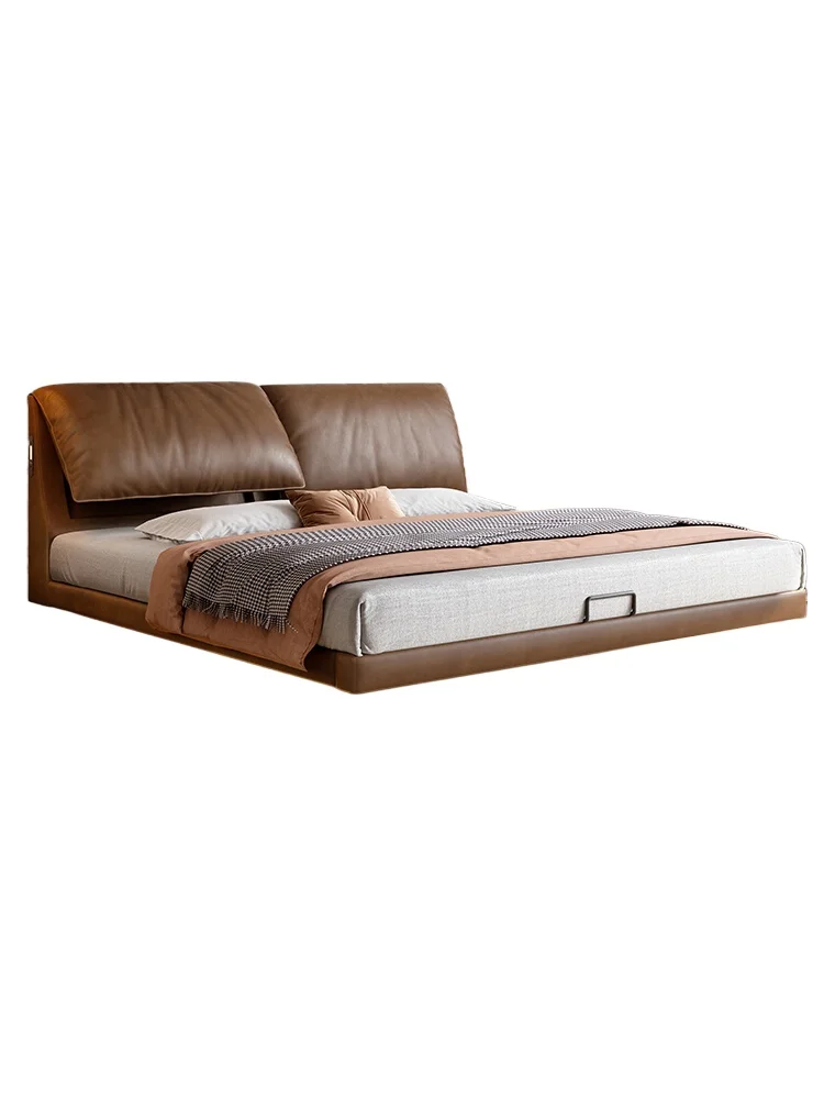 

first layer of cowhide, high-end atmosphere of wedding bed, master bedroom soft bed