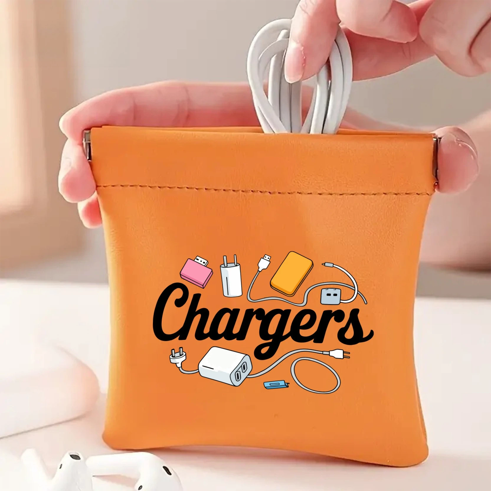 Bolsa Organizadora Durável para Carregadores e Cabos, Bolsa de Armazenamento para Viagem, para Cabos de Dados, Pen Drives, Power Banks, Celulares e Uso em Escritório
