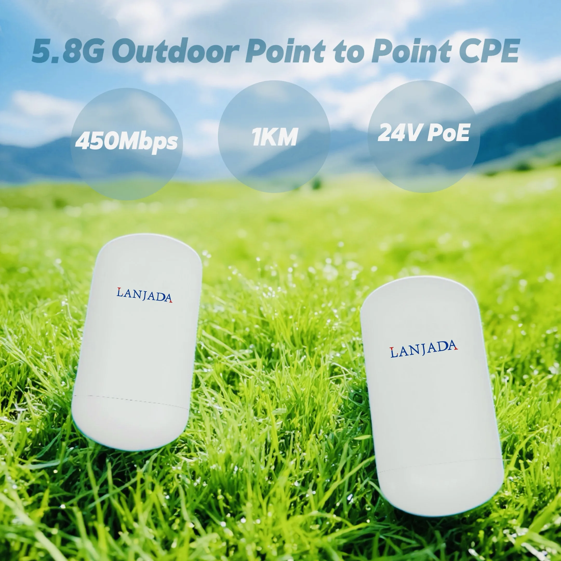 LANJADA 5.8G 450Mbps Outdoor CPE Bridge Access Point 5.8Ghz 1KM Long Range Extender WiFi Repeater Wi-Fi Bridge PTP PTMP