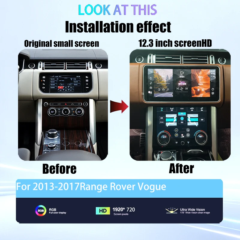 12.3 Inch Android 14 For 2013-2017 Range Rover Vogue L405 Carplay Auto Retains The Original Feature Menu Bosch Harman System