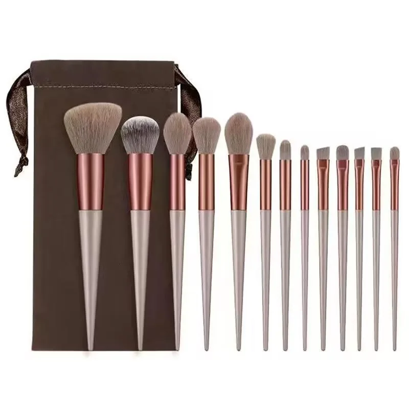 Conjunto de pincel de maquiagem ultra-suave, ferramentas portáteis, cerdas finas, não fique no rosto, blush, sombra, 13pcs