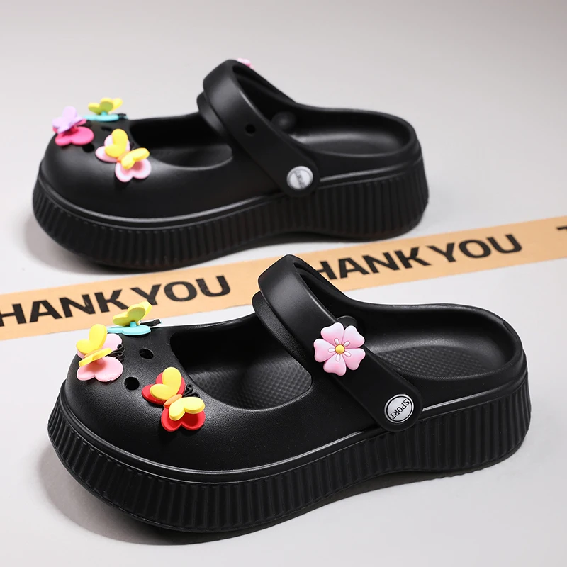 2023 Pink Princess Shoes Girls Lightweight Soft Mary Jane Sandals Summer Kids Garden Shoes Butterfly Decoration Slippers Woman