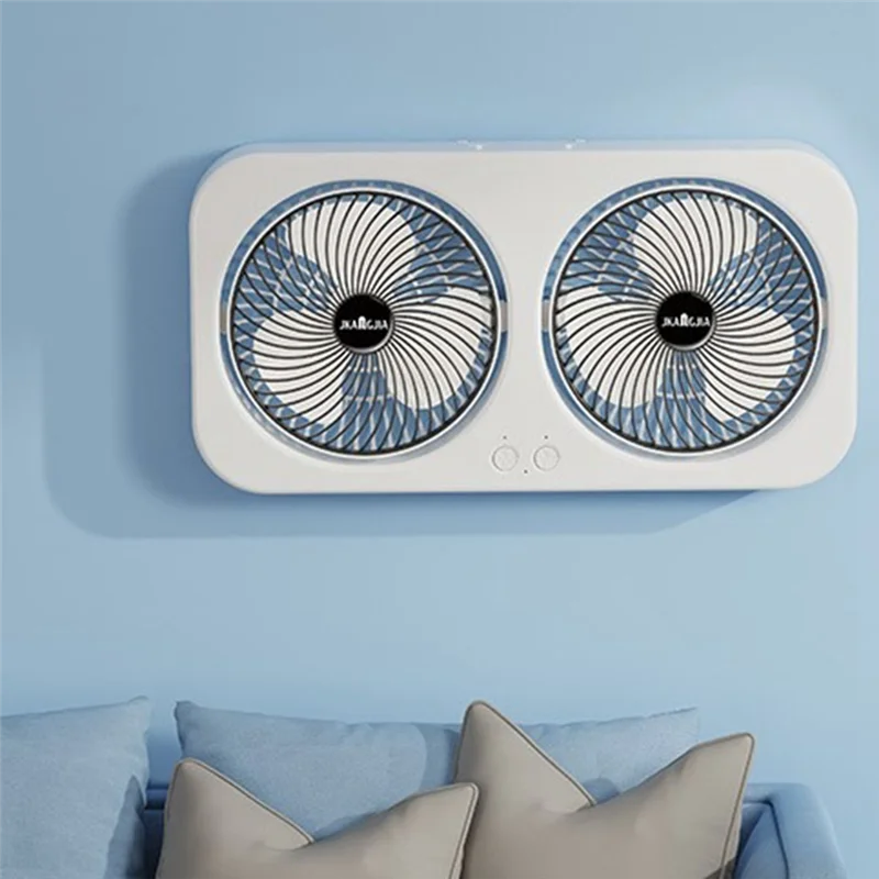 كتم الصوت، مروحة مكتب مزدوجة الرأس قابلة للتعليق، USB من النوع C، مبرد هواء قابل لإعادة الشحن، 3 سرعات، أخضر قابل للتعديل