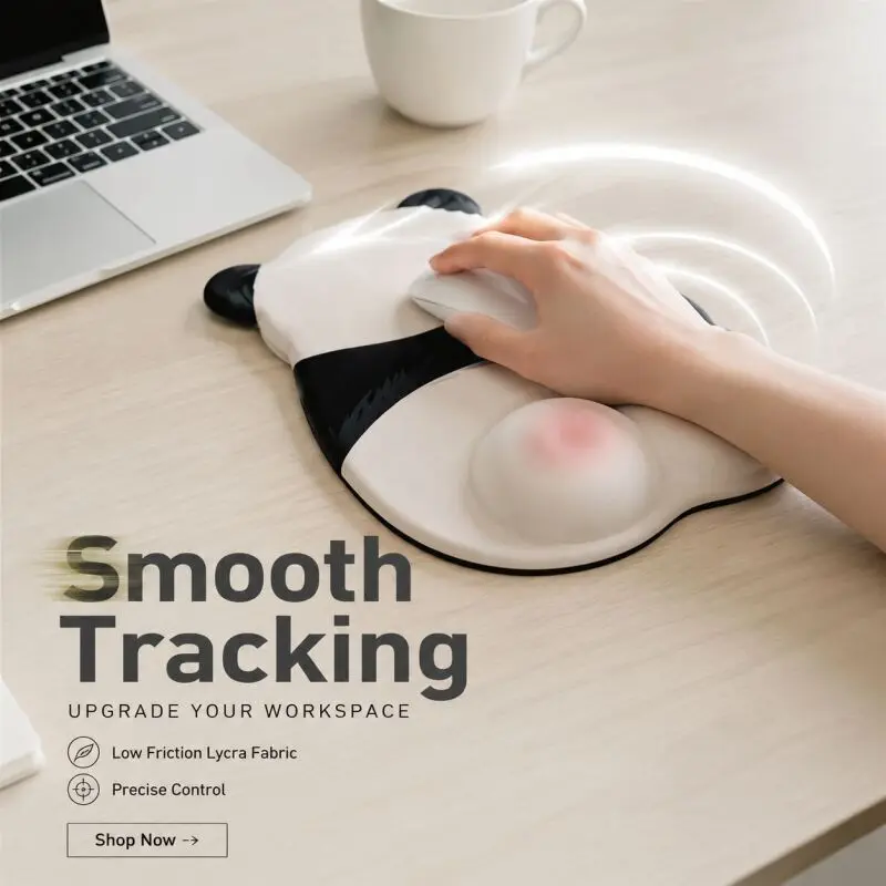 Kawaii Panda Mouse Pad 3D Ergonomic Soft Silicone Wrist Rest Non-slip Computer Desk Mat Girls Wrist Support for Office