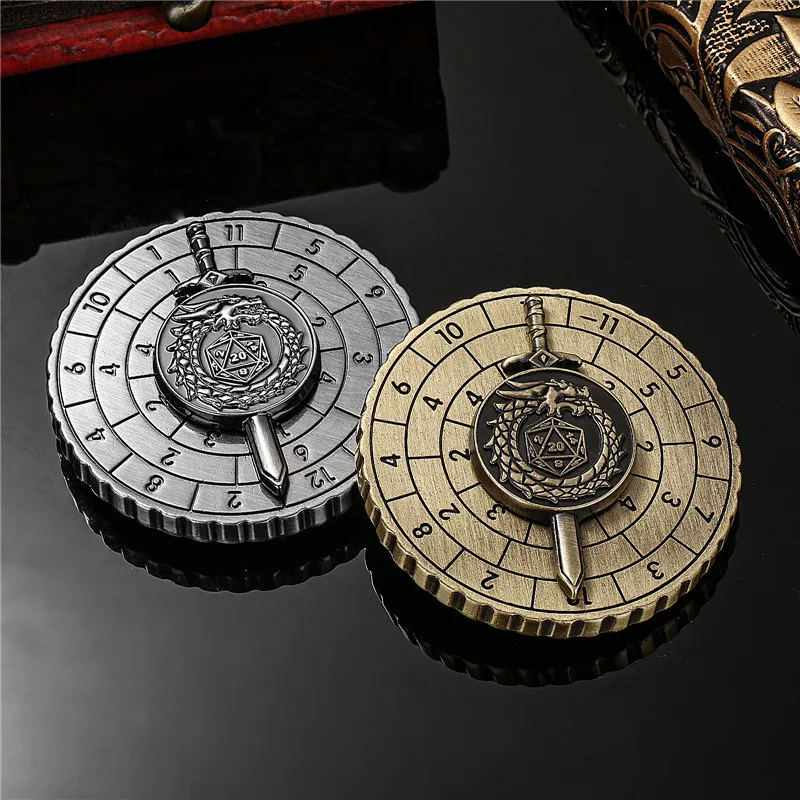 

Retro Dragon Dragon Swallowing Tail 7-in-1 Metal DND Roulette Dice Spinner Entertainment Role Play Game Wheel with Gift Box