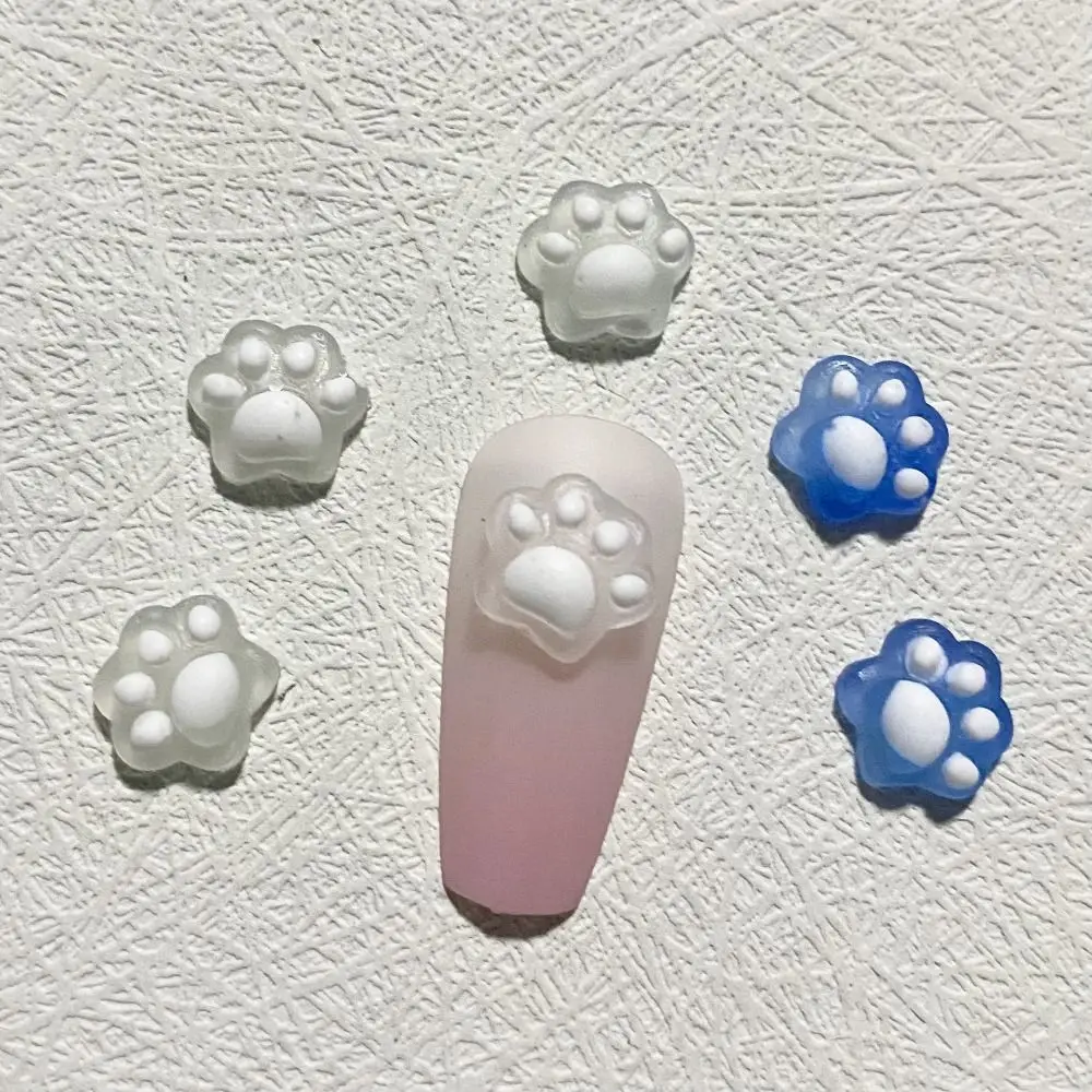 Abalorio de resina con forma de pata de gato para decoración de uñas, 10 piezas, Mini, estable, 3D