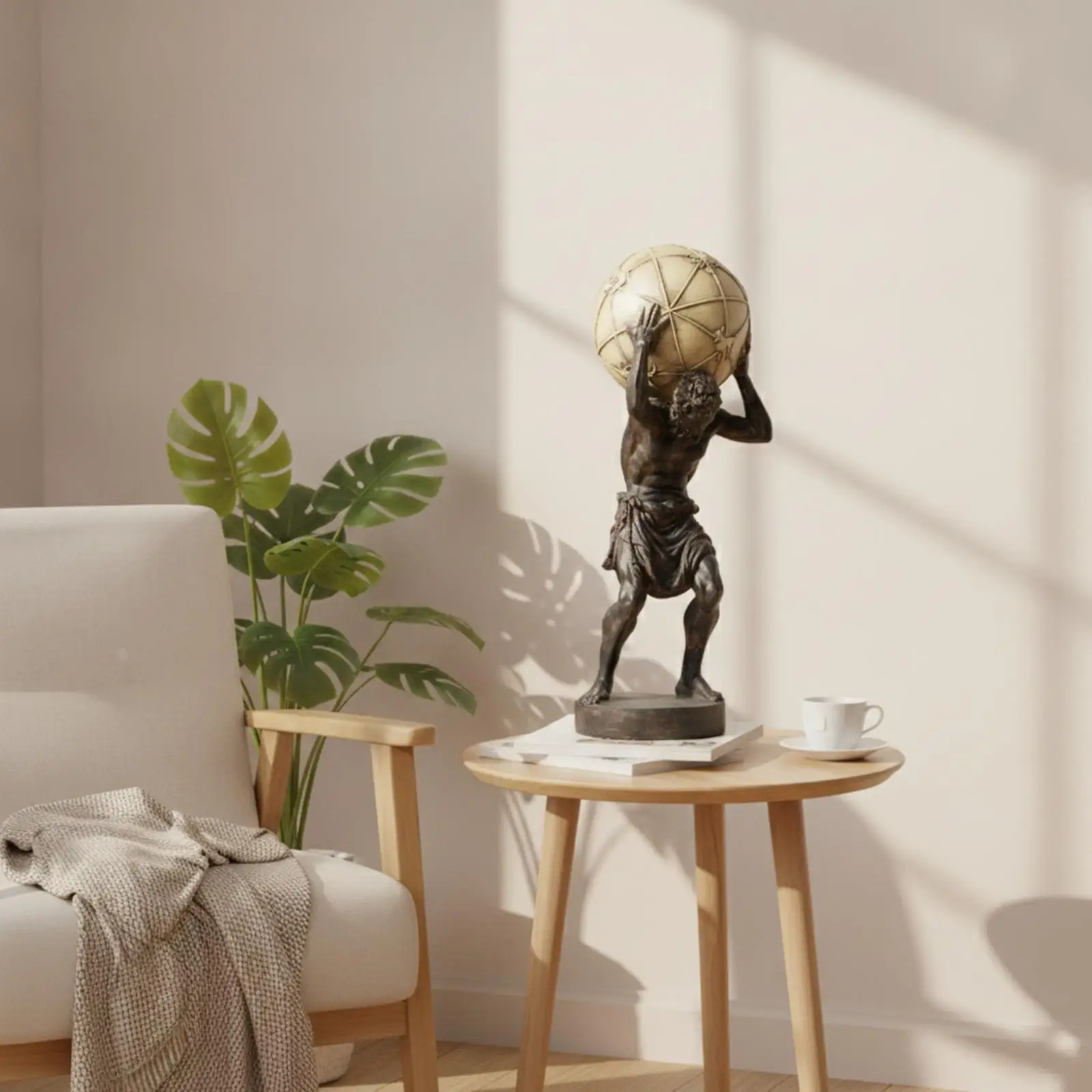 Atlas Statue Textured Draped Cloth Greek Sculpture Modern Art Statues for Office Table and Home Shelf