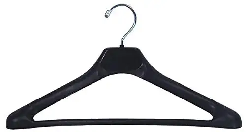 

H90 19" Plastic Concave Suit Hanger with Extra Wide Shoulders, Black (Pack of 50)