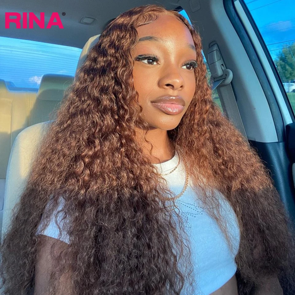 

Brown Color Kinky Curly T Part Lace Wig 13x4 Lace Front Curly Human Hair Wigs For Women 4X4 Lace Closure Wigs Pre Plucked