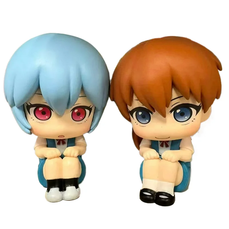 EVA Evangelion Rei Ayanami Asuka Chibi Figure, Cute Big Head Sitting Anime Figures, Car Dashboard Ornament Kawaii Decoration view 6