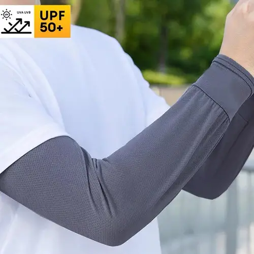 Imagen 2 del producto 1 par de mangas de seda de hielo protección solar puños de protección solar antideslizantes de gran tamaño para conducir mangas de protección solar para brazos calentador de brazos transpirable