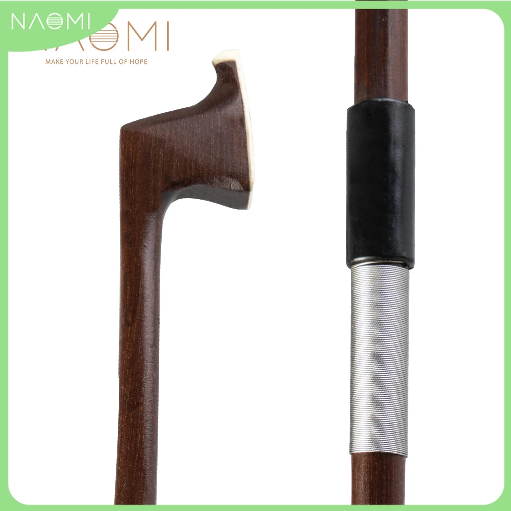 

NAOMI 4/4 Size Brazilwood Violin Bow Round Stick Plastic Grip Iron Winding Unfinished Bow Stick