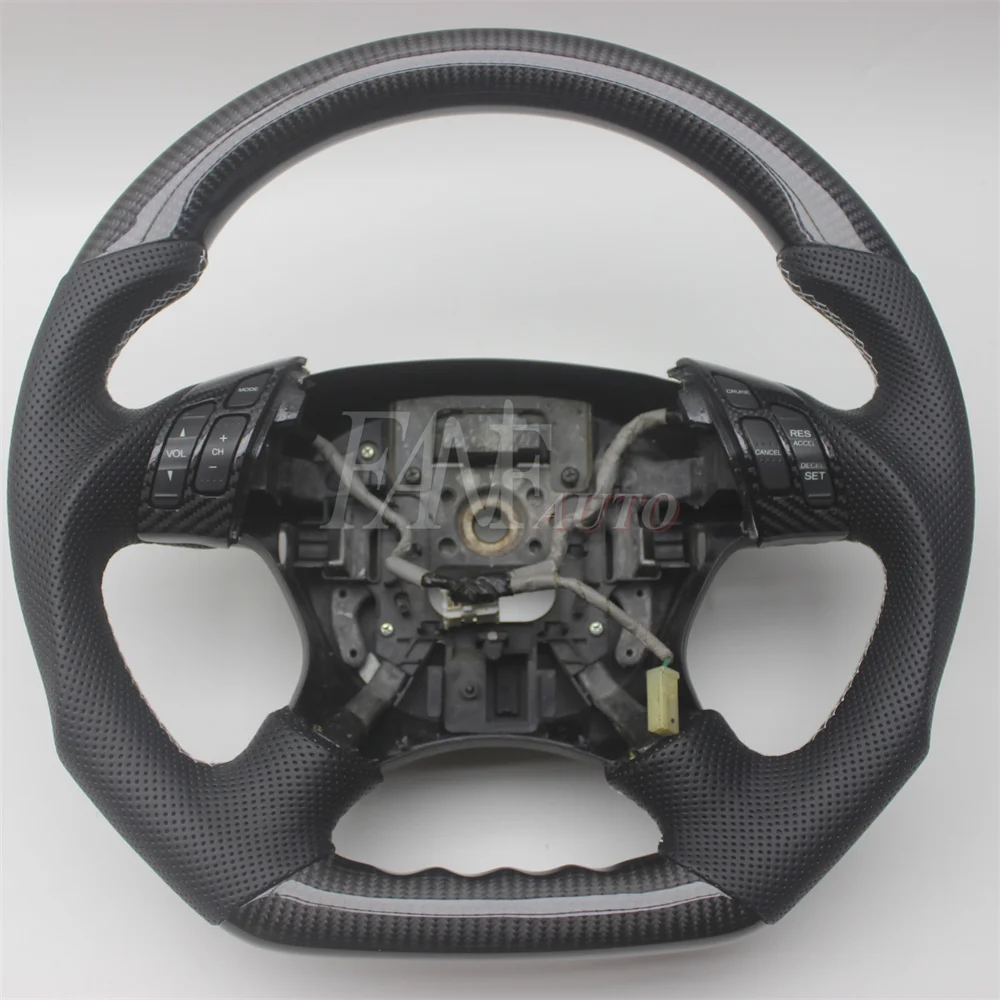 Replacement Real Carbon Fiber Steering Wheel with Leather for Honda Accord 7TH 2003-2007