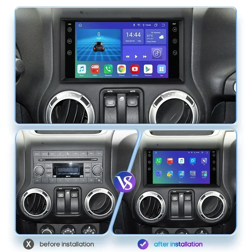 Carplay 4G Android Car Radio for Chevrolet Chrysler Sebring Aspen 300C Jeep Wrangler Commander Compass Patriot Liberty Dodge GPS