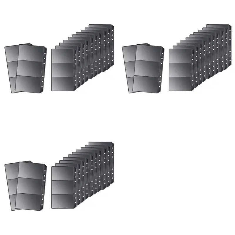 ●36Pcs Black A6 Binder Pockets PVC Cash Envelopes Budget Money Zipper Pouch Reusable Envelopes For Cash 3 Grid