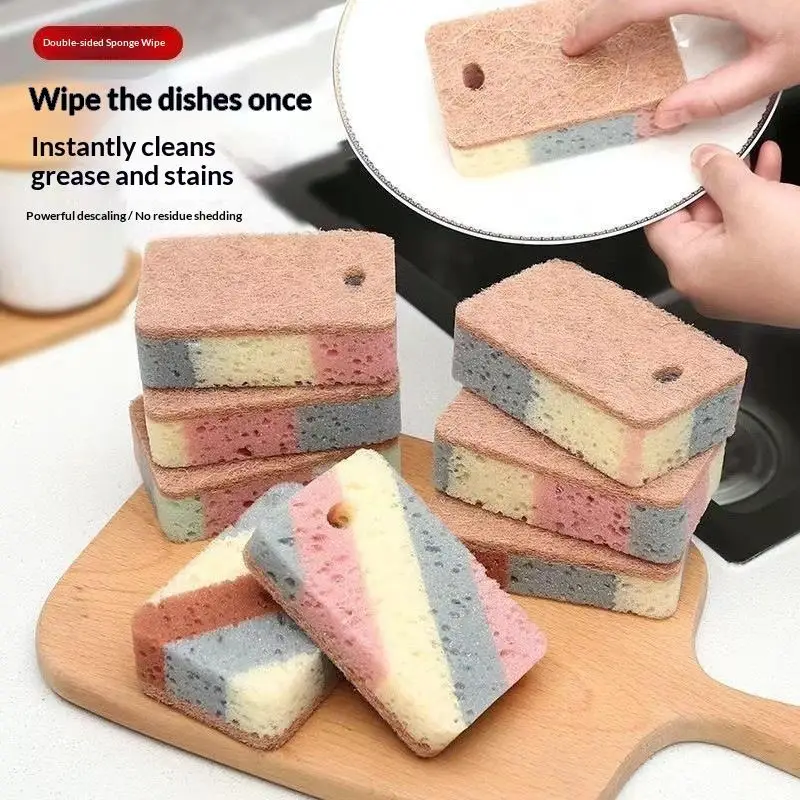 1/5/10/20Pcs Dishwashing Sponge Cleaning Tools Wood Pulp Cotton Color Magic Cleaning Sponge Pot Brush Kitchen Washing Tool