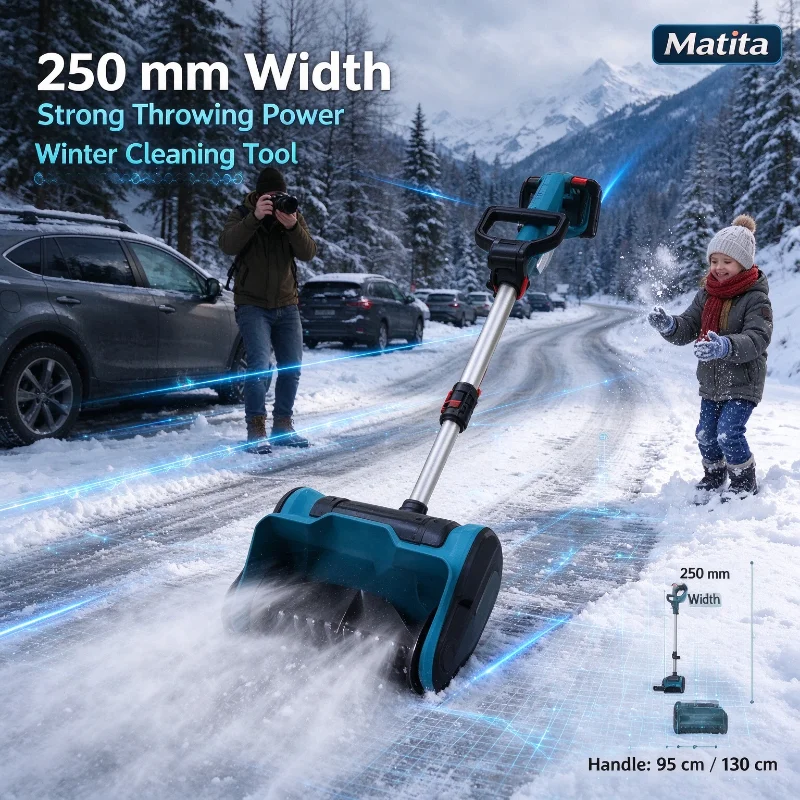 Winter Must-have Telescopic Handle Snow Blower 10-inch Shovel Wide Courtyard Snow Blower Compatible with Makita 21V Battery.