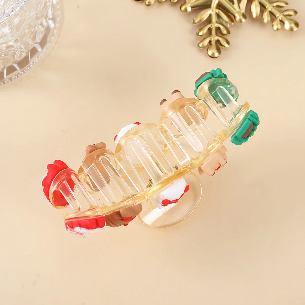 Christmas Transparent Acrylic Hair Clip New Cute Large Hair Claw Barrettes Hairpin Hair Accessories Headwear