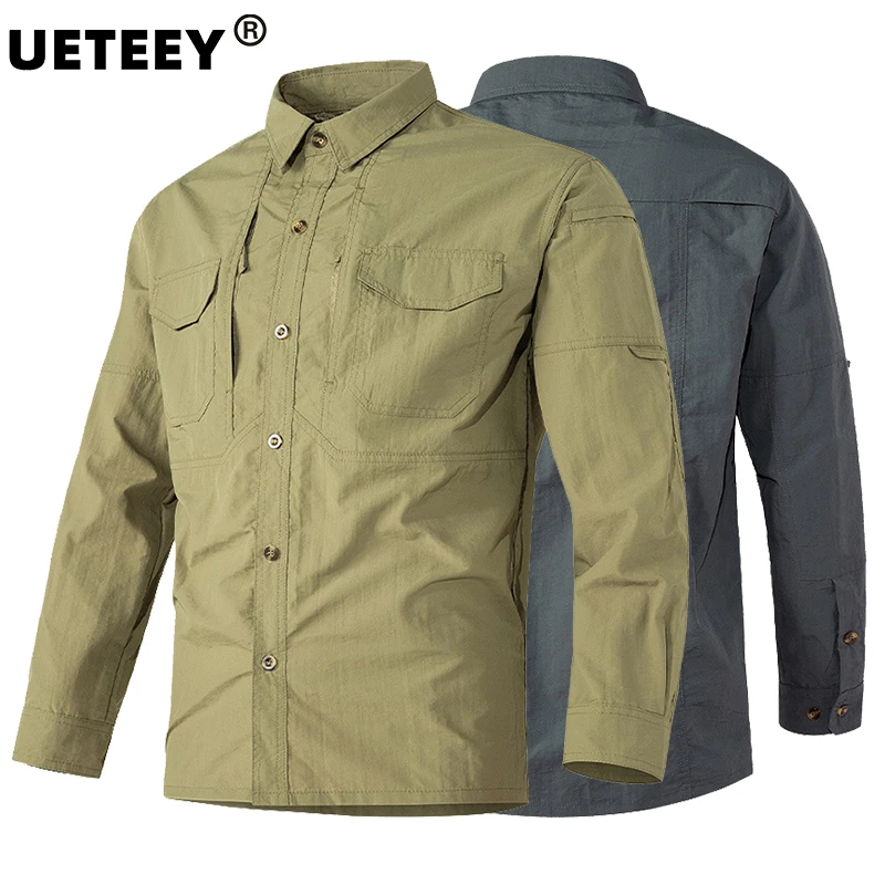 Hot Sale 6XL Top Quality Tactical Shirts Men Summer SWAT Outdoor Combat Multi-pocket Quick Dry Cargo Camping Long-sleeved Shirts