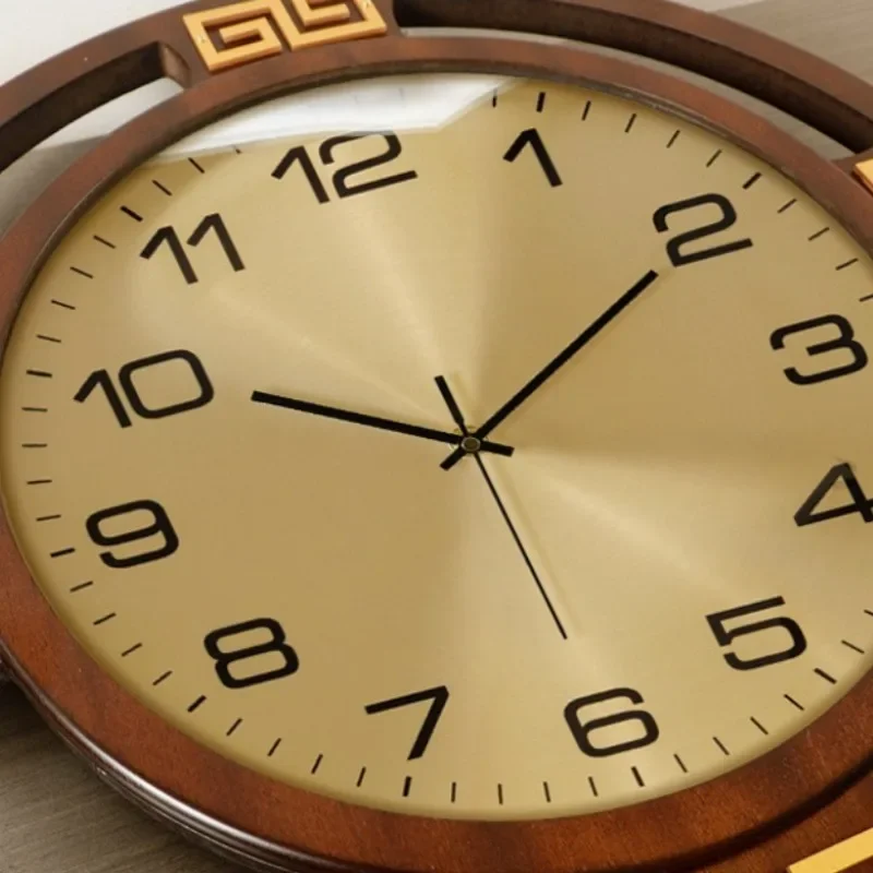 Solid Wooden Wall Clocks Silence Oriental Style Hanging Clock Art Round Pendant Wall Watch Vintage Texture Indoor Decorations