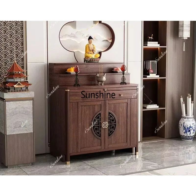 New Chinese-style solid wood home living room Buddhist niche modern tribute table three-layer stepped table T*