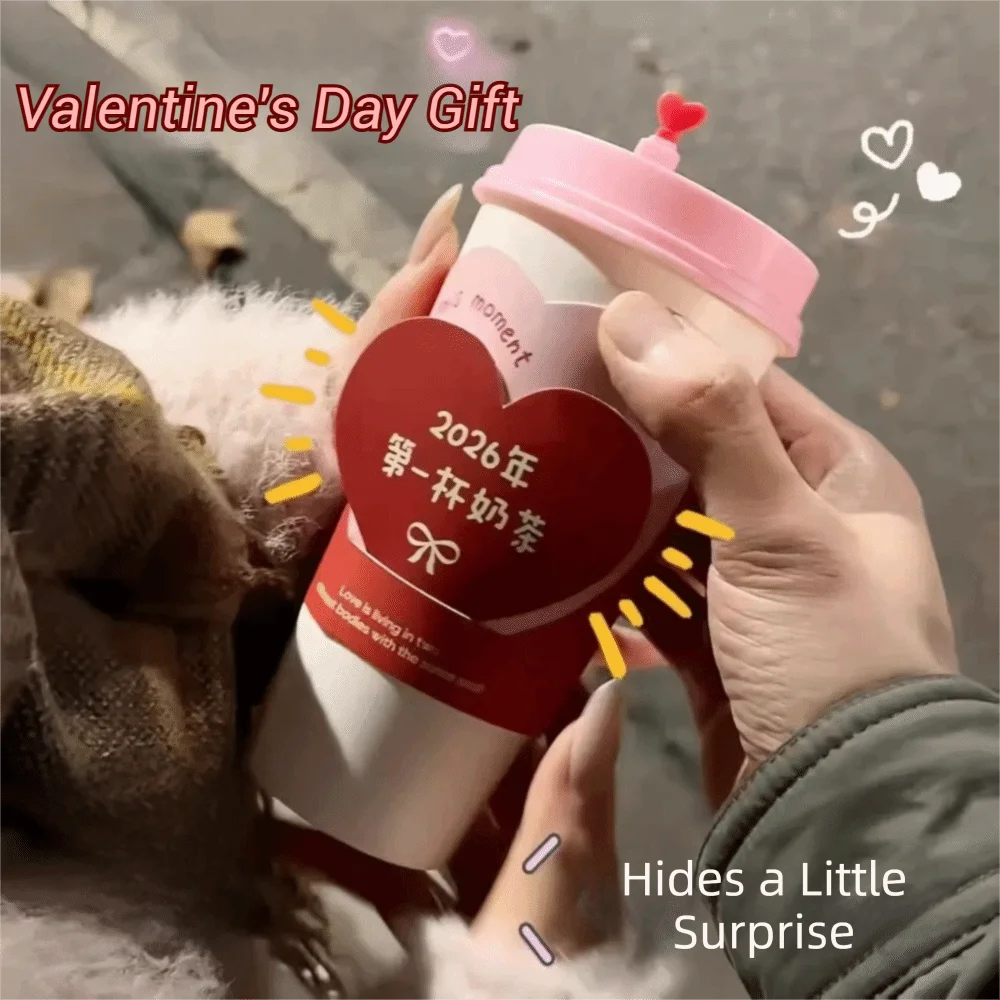 Rotating First Cup of Milk Tea Creative Ring Box Storage Romantic Couple Surprise Declaration Gift Compact DIY