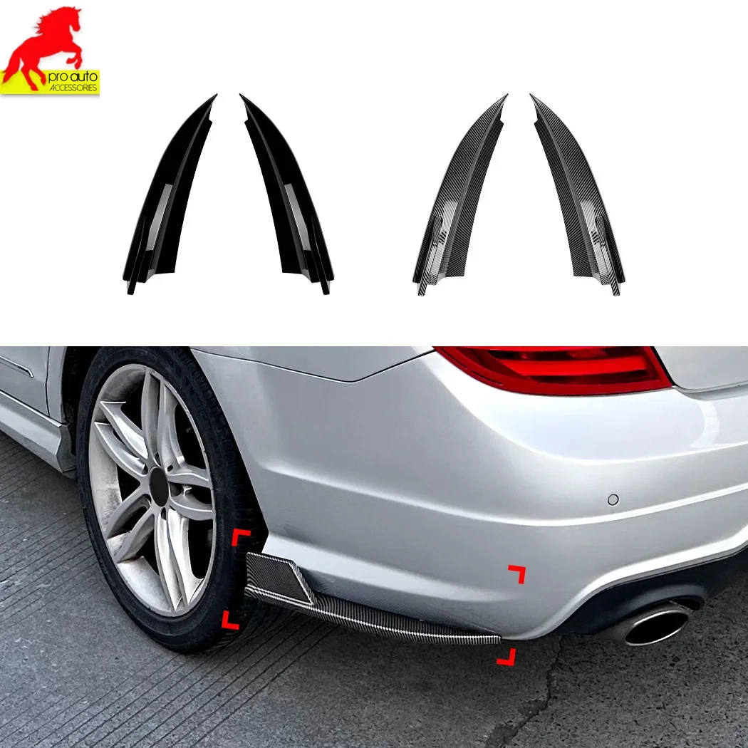 2 PCS Rear Canards Bumper Splitter Car Stickers for Benz C Class W204 AMG Line 2008-2014 Trim Cover Protector ABS Styling