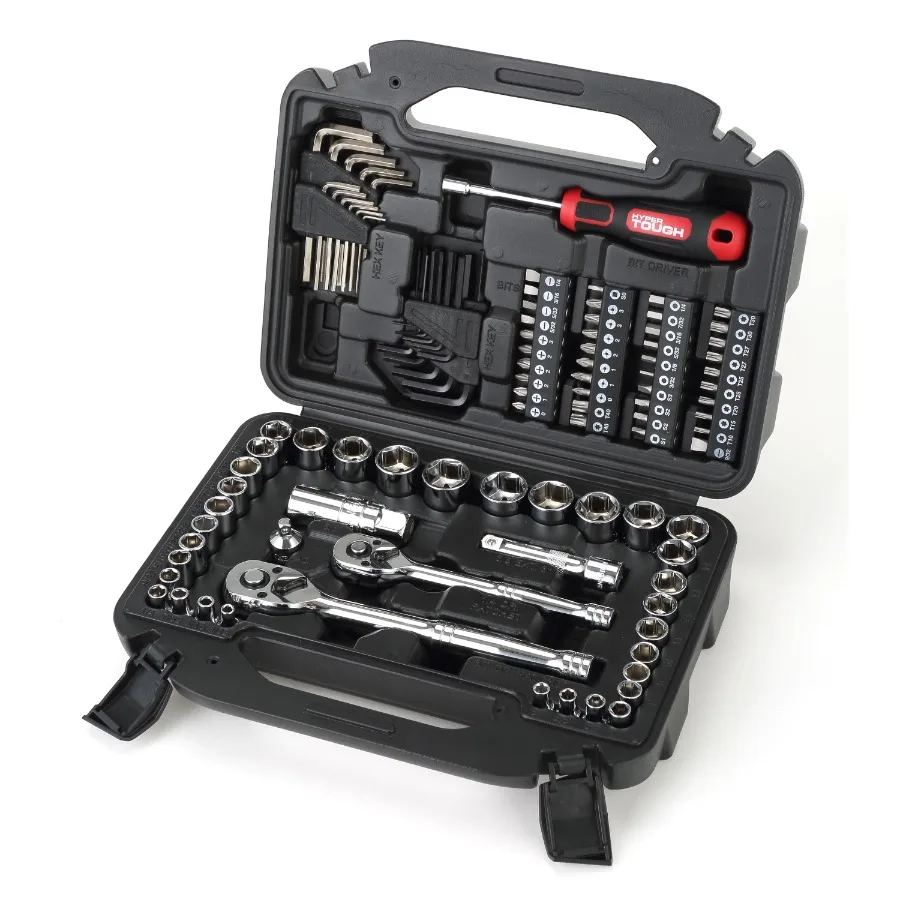 

110-Piece Drive Mechanic Socket Set with SAE Metric Sizes, Black Finish, Durable Chrome Vanadium Steel for Automotive Repair an