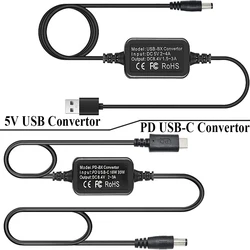 5V USB / USB-C konwerter PD do 5.5*2.1mm dla kamery DC łącznik AC-PW20 NP-FW50 FZ100 Canon DR400 DR-E6 LP-E6 DR-E18 LP-E17 DCC3