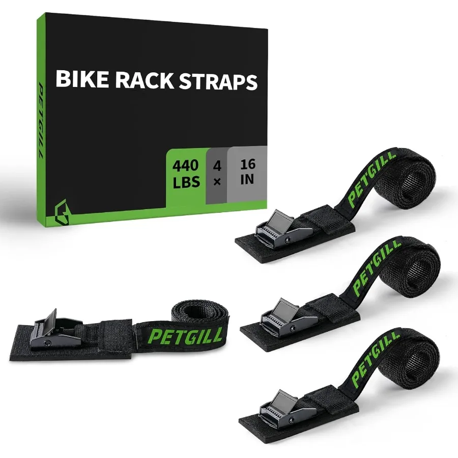 

EBike Rack Straps Suitable for All Bike Racks 4 Pieces Length 16 in Width 0.8 mm 440 lbs Load Capacity clamp Lock Lashing Strap