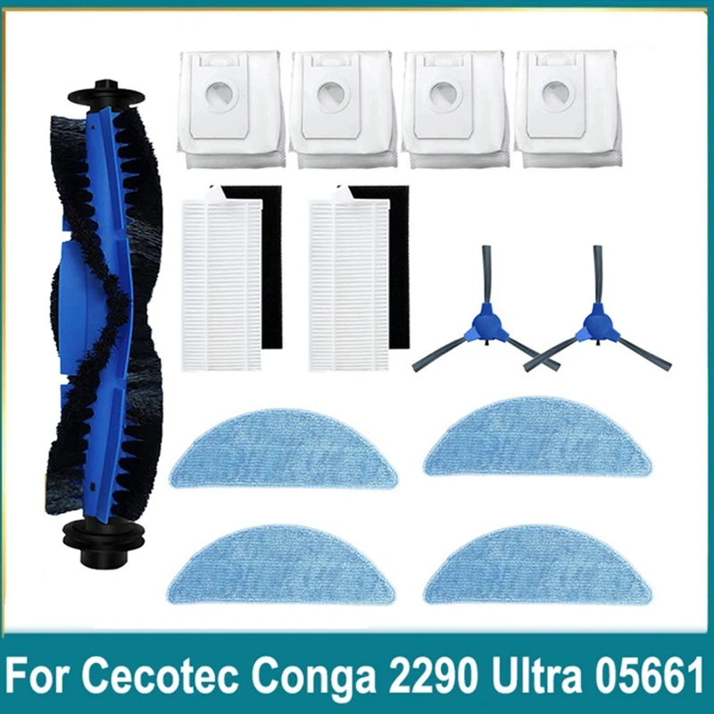 Kit de accesorios de 13 piezas para Cecotec Conga 2290, cepillo lateral principal Ultra robótico, bolsas de polvo, filtro de pila, piezas de aspiradora