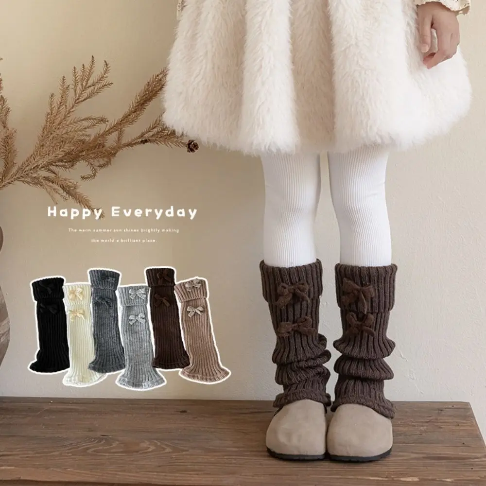 

Kawaii High Elastic Lolita Style Socks Knitted Bow Bow Leg Warmers Sweet Style Foot Warmer Autumn Winter Season
