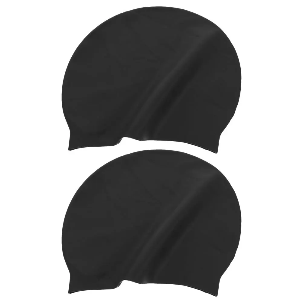 2 قطعة قبعة السباحة سيليكون مقاوم للماء قبعة السباحة الملونة الكبيرة للبالغين طويلة سميكة الشعر قبعات السباحة سيليكون قبعة السباحة النساء